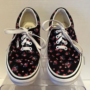 Vans Lace Up Floral Girls Size 3 EUC